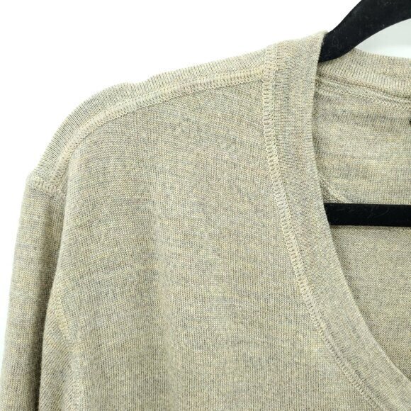 VTG 90s Banana Republic 100% Merino Wool V-Neck Sweater M Tan/Taupe - Picture 6 of 16